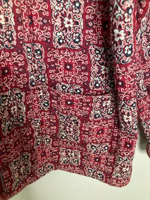 Source Unknown Red Patterned Open-Front Blazer Jacket Quilted Boho thumbnail 5