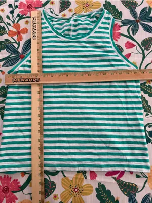 J. Crew Factory Green and White Striped girlfriend Tank Top size medium thumbnail 7