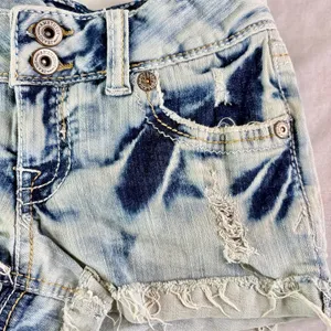 Y2K Acid Wash Low Rise Denim Mini Shorts 0/25" Amethyst thumbnail 3