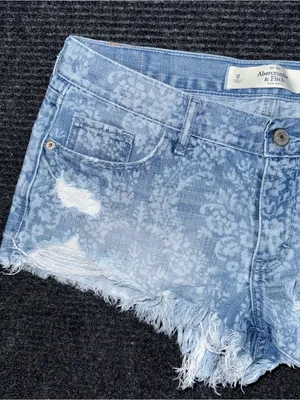Abercrombie Fitch Low Rise Micro Mini Floral Denim Distressed Jean Shorts 8 Y2K thumbnail 3
