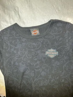Harley Davidson Long Sleeve Bedazzled T-shirt in Black thumbnail 4