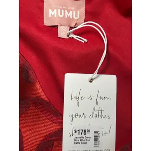 Show Me Your Mumu Jeanette Dress‎ NWT XS Red Jacquard Mini Velvet Bow What Fun thumbnail 5