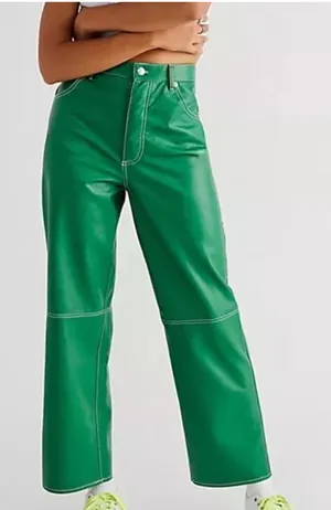We The Free The It Factor Vegan Leather Pants Green thumbnail 1