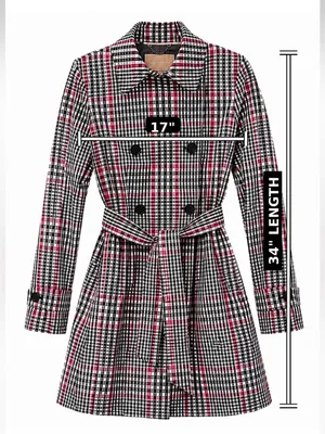 Banana Republic Women’s S Plaid Trench Coat Belted Cotton Double Breasted thumbnail 4