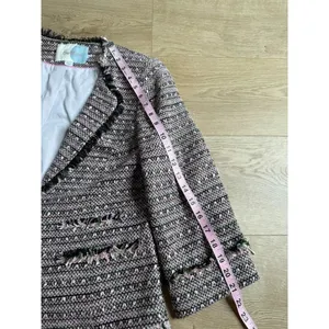EUC Women Boden Pink Black Tweed 3/4 Sleeve Blazer jacket workwear pocket Size 8 thumbnail 8