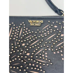 Victoria's Secret Studded Wristlet Wallet Black Zip Around Clutch Organizer thumbnail 6