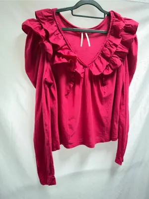 Anthropologie Ruffled V-Neck Top Size Medium NWOT thumbnail 5