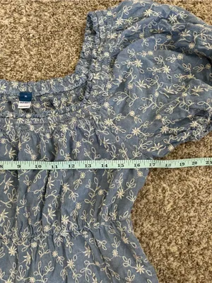 Old Navy Light Blue Floral Square-Neck Puff Sleeve Dress Casual Summer Fall thumbnail 6