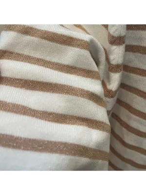Aaeda Polo Collar Stripe Sweater Gold Metallic short sleeves Sz XL thumbnail 6