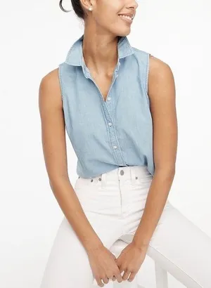 J. Crew Factory Chambray button-up shirt in signature fit thumbnail 1