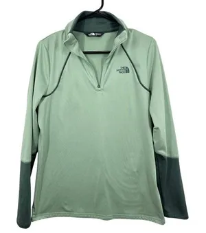 The North Face Womens Long Sleeve Pullover Quarter Zip Top Sage Green Outdoors‎ thumbnail 1