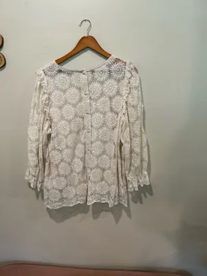Boho cream colored top (XL) White thumbnail 4