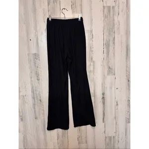 Wild Love Black Ribbed Wide Leg Pants Womens Size Small S Elastic Waist Lounge C thumbnail 3