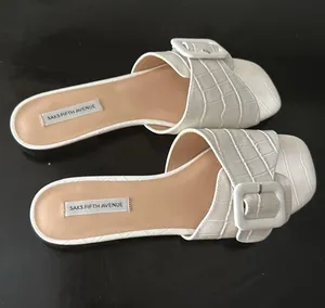 SAKS FIFTH AVENUE Brooklyn Croc Embossed Leather Sandals thumbnail 1