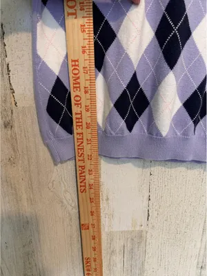 Brooks Brothers 346 Womens Small Purple Argyle V-Neck Vest thumbnail 3