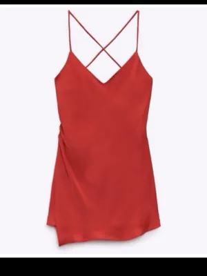 Zara Red Satin Draped Back Cami Tank NWT S thumbnail 8