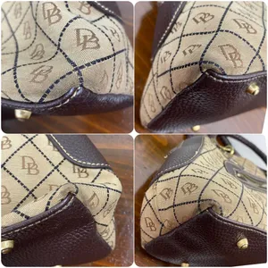 Dooney And Bourke Vintage Leather Brown Leather Signature Canvas Satchel Handbag thumbnail 16