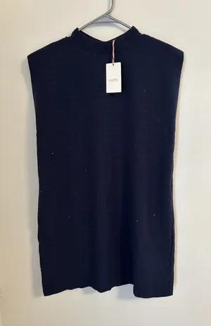 Entro Women's Sleeveless Mock Neck Dress Navy Sparkle Back Zip Size Large NWT‎ thumbnail 1