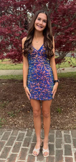 DILLARDS blue iridescent hoco dress thumbnail 3