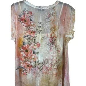 Fairycore Whimsical Butterfly Boho Floral Maxi Dress Crinkle Sheer Romantic XL thumbnail 5