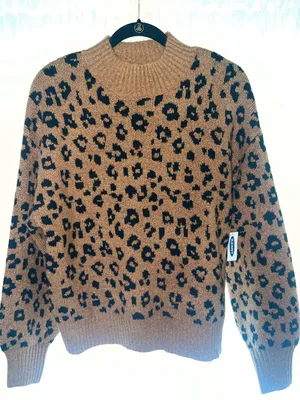 NWT Old Navy Cozy Leopard print women’s mock neck sweater size large thumbnail 2