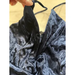 Navy Blue Velvet Bodycon Dress Ruched Wrap Mini Spaghetti Strap Deep V Cocktail thumbnail 6