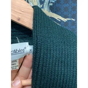 Vintage JH Collectibles Wool Dark Green Shawl Collar Knit Blouse M thumbnail 12