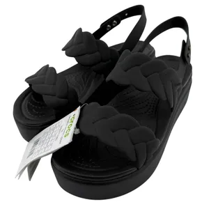 Crocs Brooklyn Woven Upper‎ Low Wedge Sandal Black Women 6 Strappy Comfy New thumbnail 1