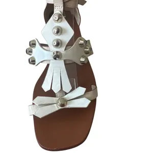 Tory Burch Aurora Studded Gladiator Sandals White‎ Leather Size 7 Rare thumbnail 11