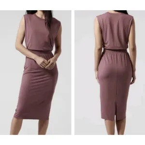 Athleta Santorini Cinch Dress Size Large Tawny Rose Athleisure Travel Stretch thumbnail 2