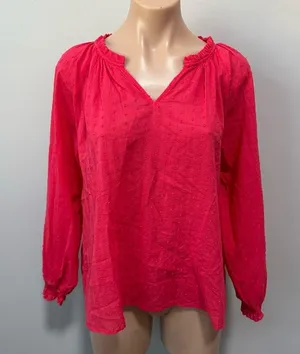 J. Crew Novelty Artist Top Swiss Dot Ruffle Red Pink Geranium Medium NEW thumbnail 2