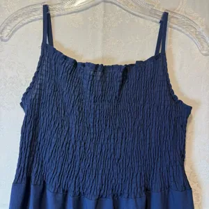 Navy Blue Maxi Dress tiered smocked boho women’s size medium NEW thumbnail 2