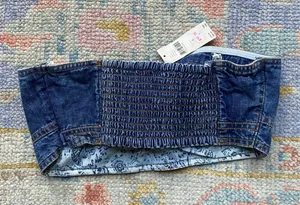 Anthropologie NWT Denim Corset Crop Top thumbnail 2