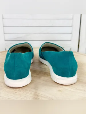 Franco Sarto Bonza Suede Slip On Loafers Flats Dark Teal Green Size 8 Casual thumbnail 6