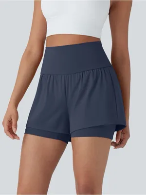 HALARA Navy High-Waist Short with Built-In Liner thumbnail 1