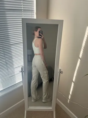 Abercrombie Women's Cream Relaxed Cargo Pants thumbnail 11