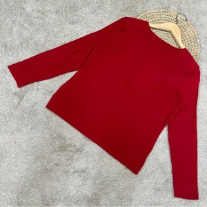 Lauren Ralph Lauren Henley Top Shirt Longsleeve Cotton Logo Embroidery in Red L thumbnail 4