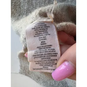 Free People‎ Mock Neck Zip Front Tassel Detail Oversized Knit Sweater Beige XS thumbnail 6