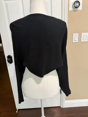 Kerisma Black Ribbed Shrug Sweater Top Cropped One Size thumbnail 3