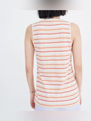 Madewell V-Neck Striped Tank Coastal Retro Summer Pocket Top L thumbnail 3