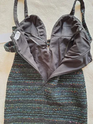 NWT Lovers and Friends Luz Tweed Mini Dress XS Black Blue Multi Belted Revolve thumbnail 10