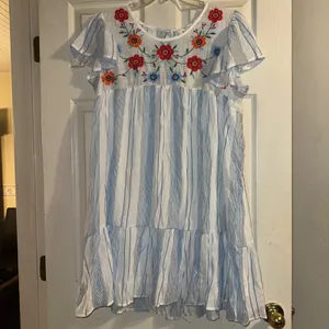 Perch by Blu Pepper‎ Embroidered Striped Tiered Ruffle Sleeve Dress 3XL thumbnail 4