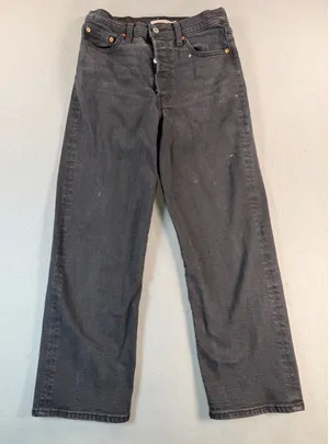 Levis Ribcage Straight Ankle Jeans Womens 28 Faded Black High Rise Button Fly thumbnail 1