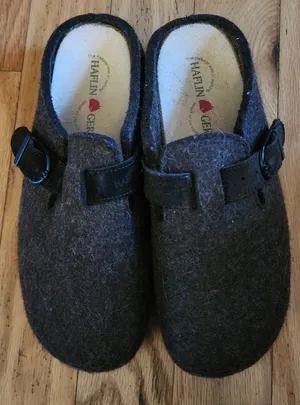 Haflinger‎ Womens Charcoal Felt Clogs Slip On Comfort Shoes Size 40 thumbnail 1