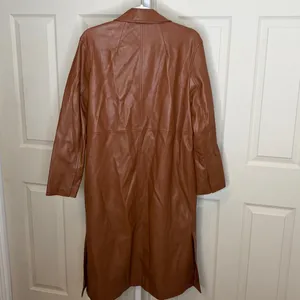 Zara Camel Brown Faux Leather Trench Coat thumbnail 7