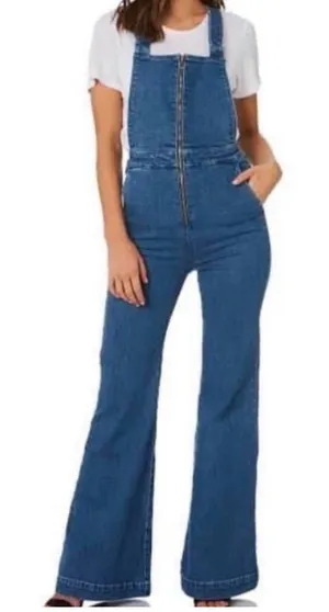 ROLLA'S Blue Zip-Front Wide-Leg Denim Overalls thumbnail 1