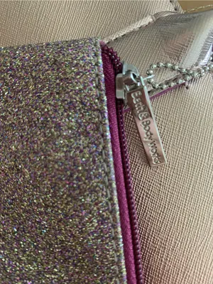 Bath & Body Works Rose Gold Metallic Tote with Glitter Wristlet thumbnail 5