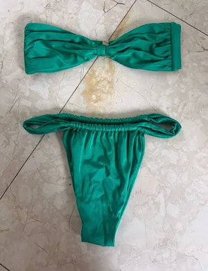 Green Satin Bikini Set thumbnail 1