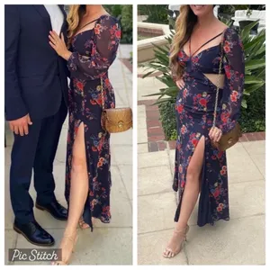 NWOT Lulus Growing, Growing, Gone Navy Blue Floral Print Cutout Maxi Dress thumbnail 10