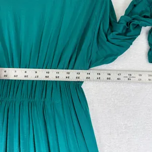 FP Beach Free People Teal Green Smocked Waist High-Low Maxi Dress XS Long Sleeve thumbnail 3